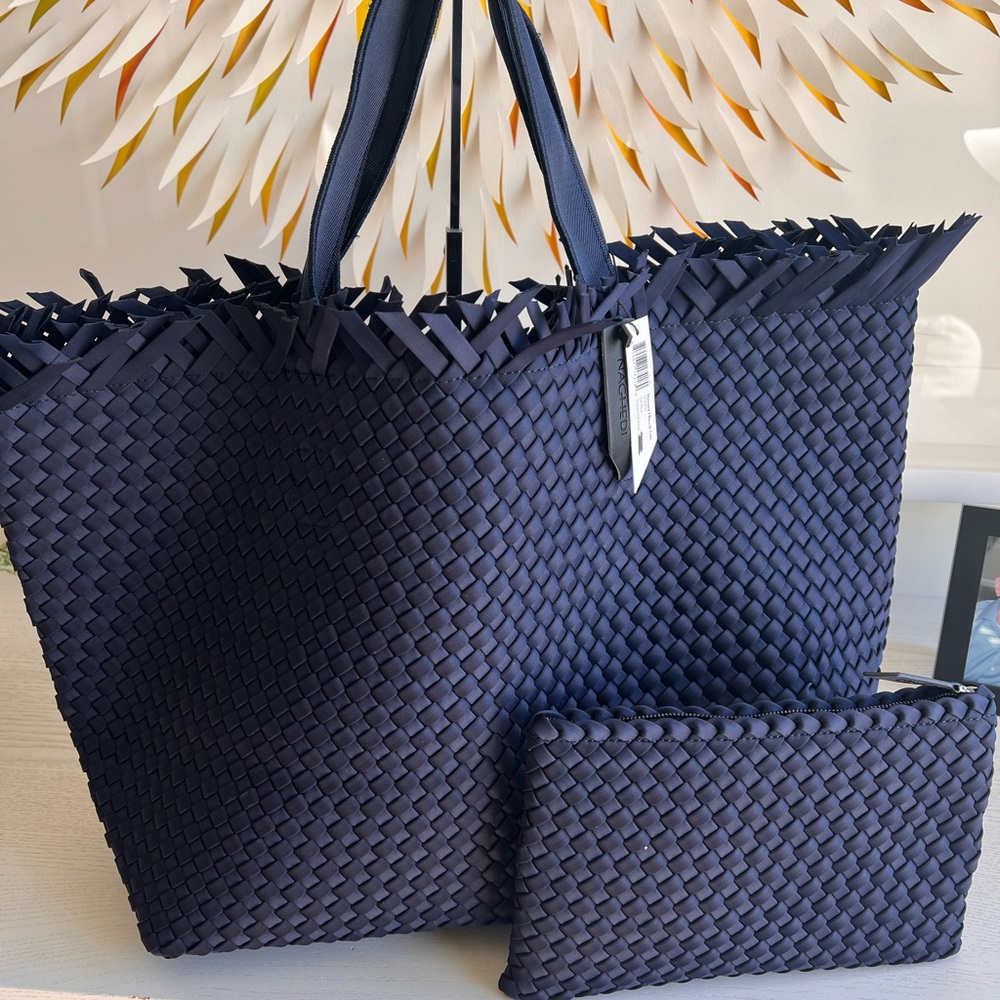 Naghedi Navy Woven Tote NWT - Picture 8 of 14